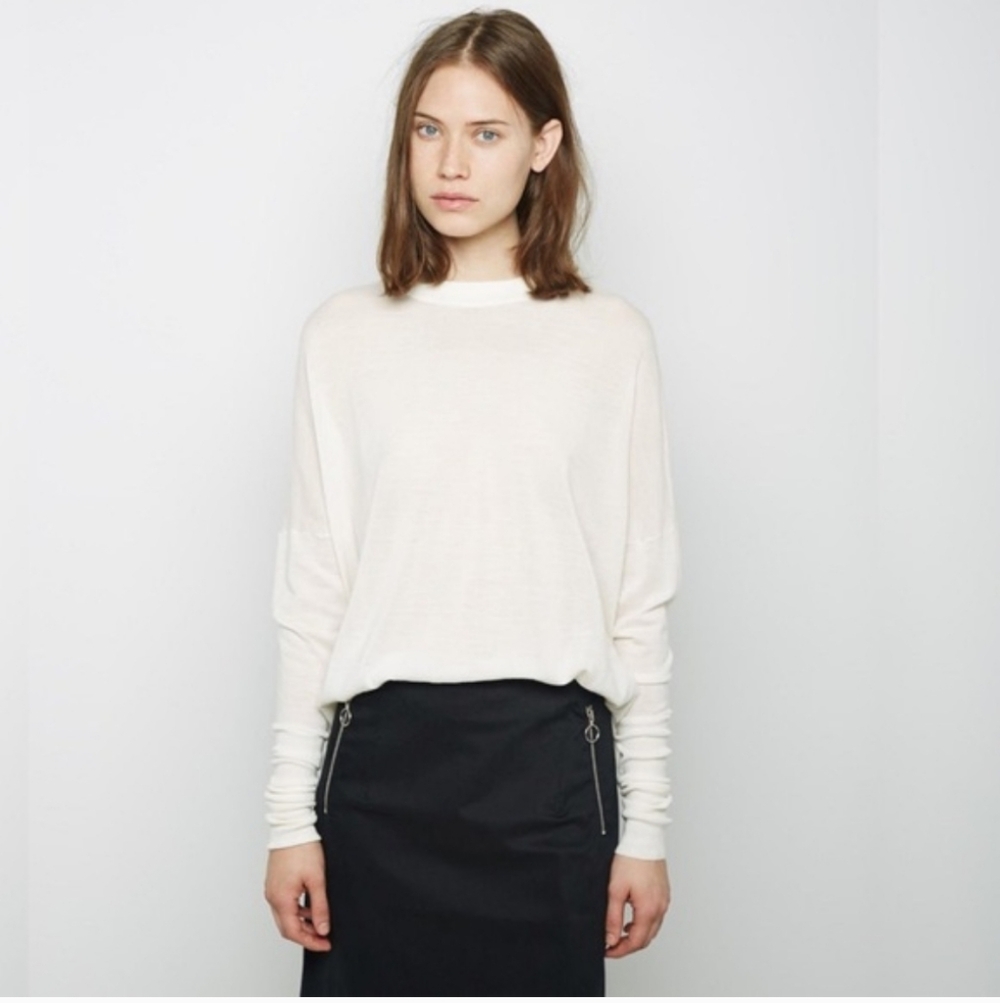 Acne Studios Delight Merino Wool Pullover Sweater Cream Size Small